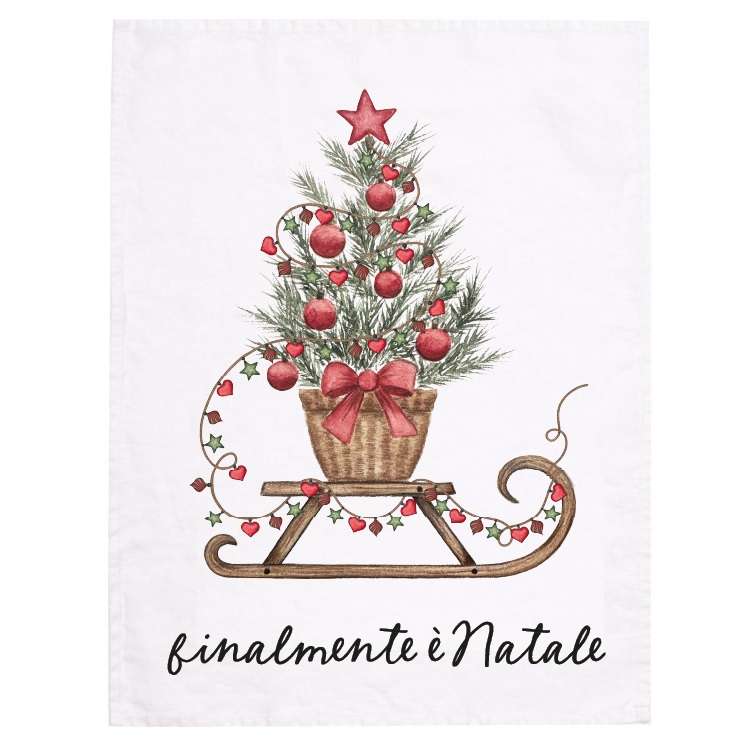 Immagine principale di Strofinaccio in Lino Finalmente è Natale Slitta No Stiro | Simple Day