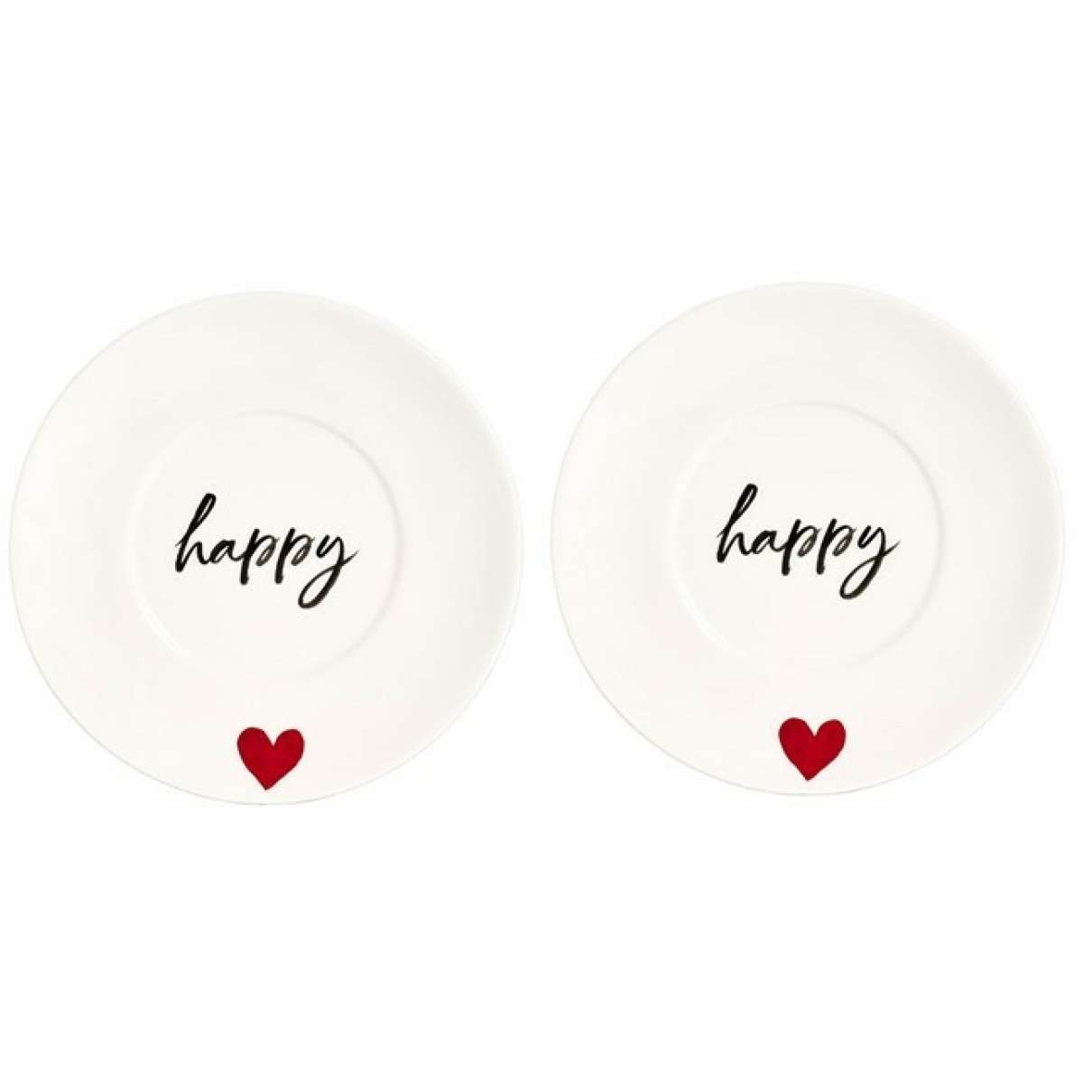 Immagine del prodotto Set 2 Piattini Happy Cuore Rosso per Mug da Colazione | Simple Day