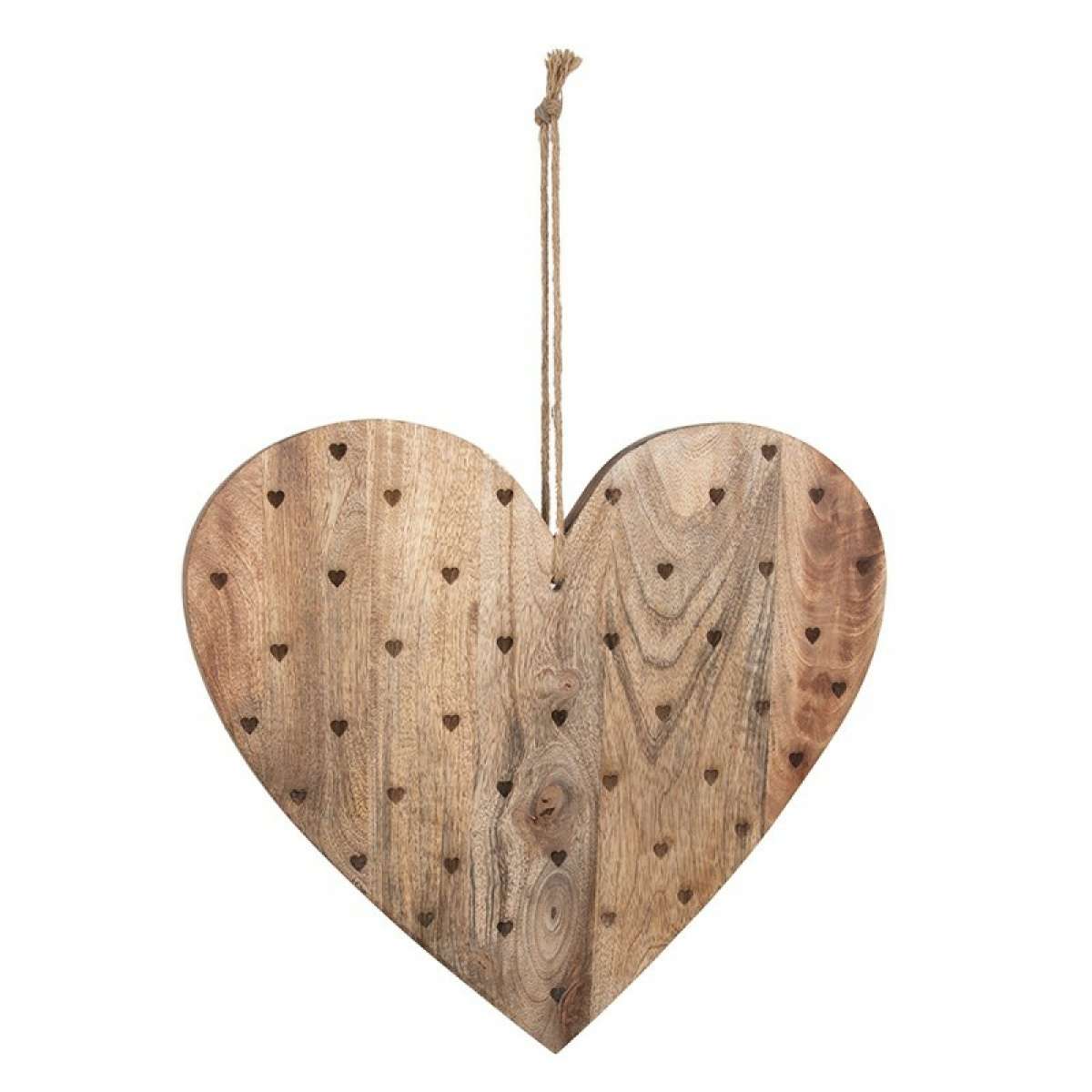 Immagine del prodotto Tagliere in Legno a forma di Cuore tappezzato di Cuori 38x40x2cm | Clayre & Eef
