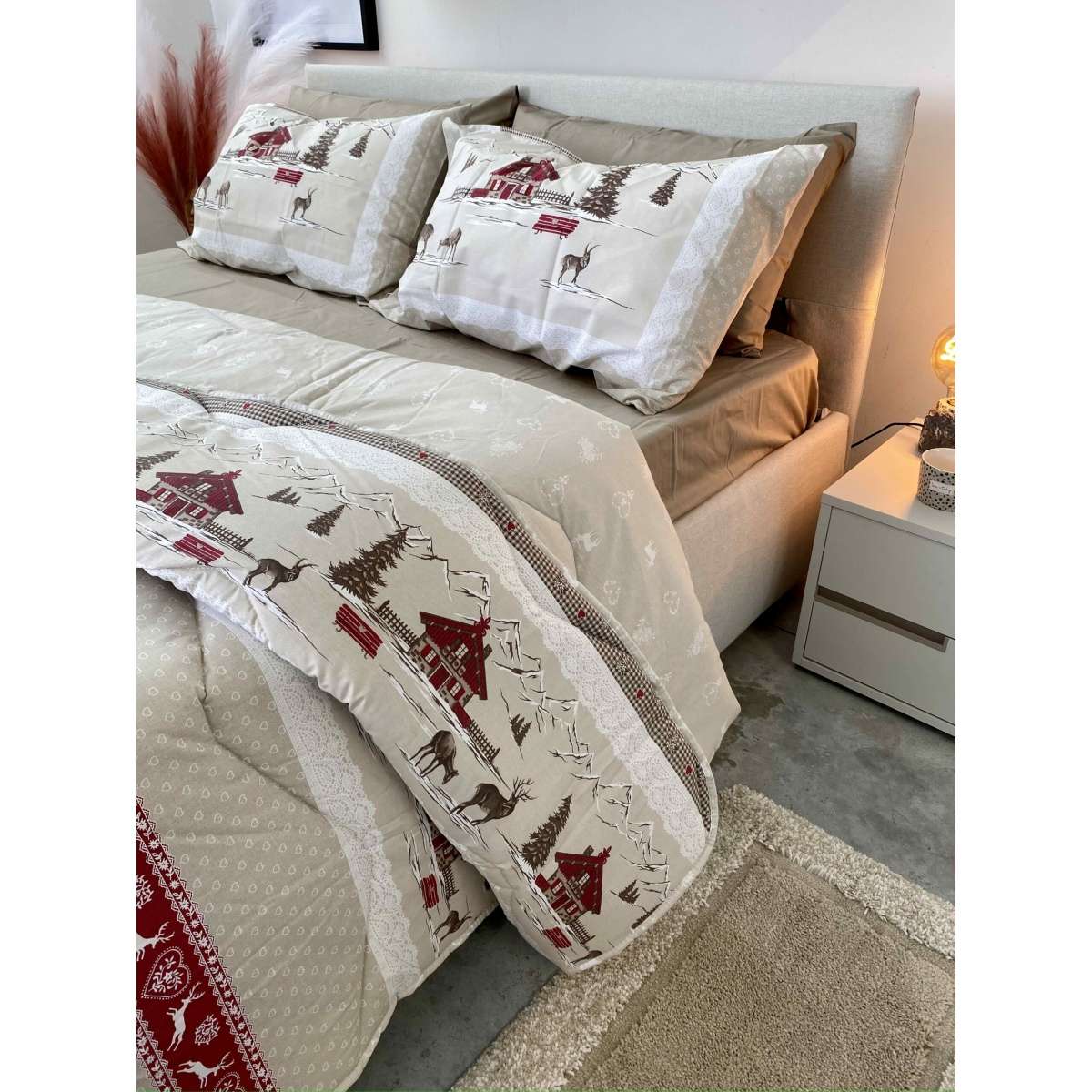 Tata Home Trapunta Invernale Matrimoniale Imbottita 300 Gr/mq Piumone Caldo Misura Due Piazze 260x260 Cm Fantasia Damascata 3D Made In Italy Colore Grigio - Foto 3