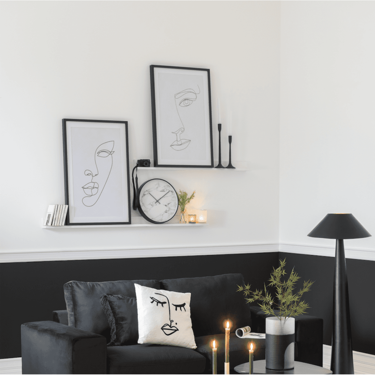 Immagine del prodotto Quadro Lui Viso Astratto Bianco e Nero con Cornice | Jolipa