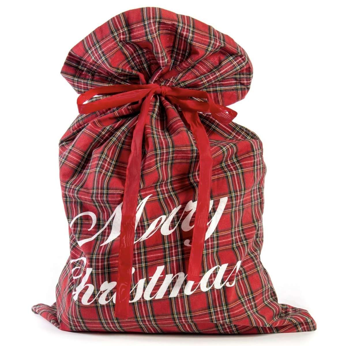 Immagine del prodotto Sacco Dono Merry Christmas Scozzese Rosso 60x90 cm | Pietro Zanetti Home