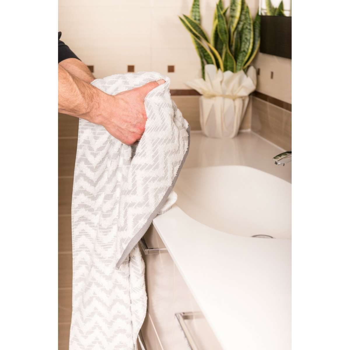 Immagine del prodotto Set Asciugamani in Jacquard Zig Zag 100% Cotone | Pietro Zanetti Home