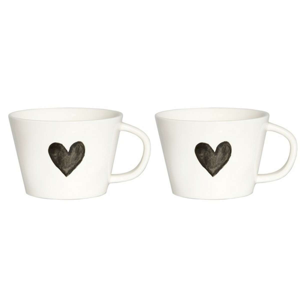 Immagine del prodotto Set 2 Tazze Cuore Grigio in Gres di Porcellana | Simple Day