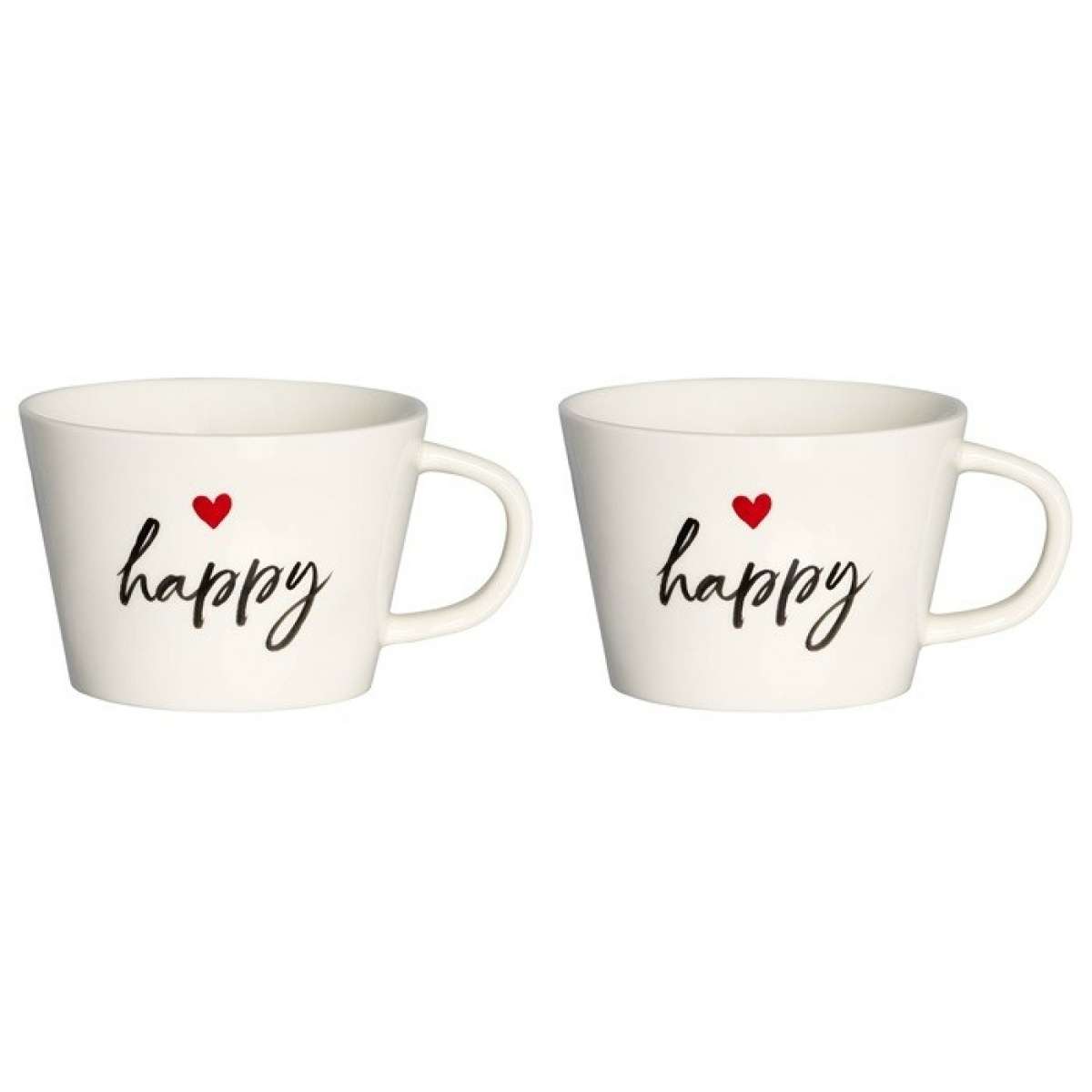 Immagine del prodotto Set 2 Tazze Happy Cuore Rosso in Gres di Porcellana | Simple Day