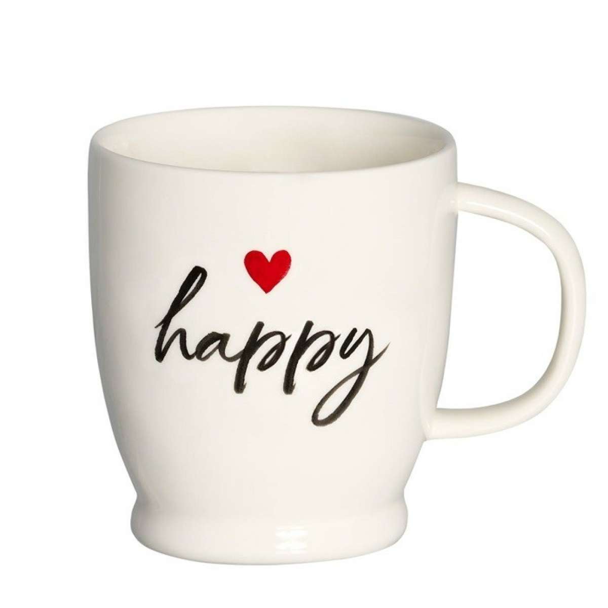 Immagine del prodotto Mug con scritta Happy con Cuore Rosso in Gres di Porcellana | Simple Day