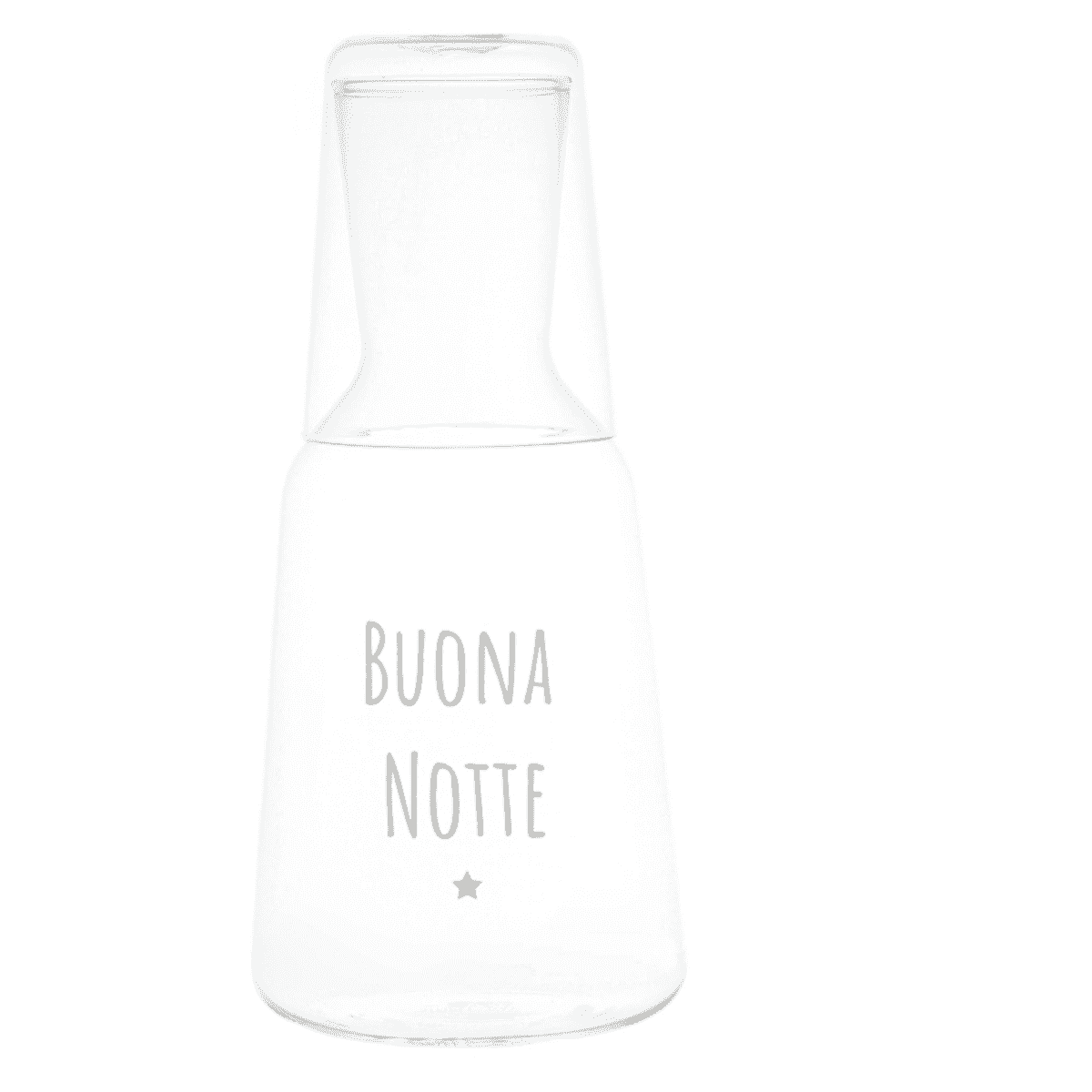 Immagine del prodotto Bottiglia in vetro borosilicato con Bicchiere Buona Notte | Simple Day