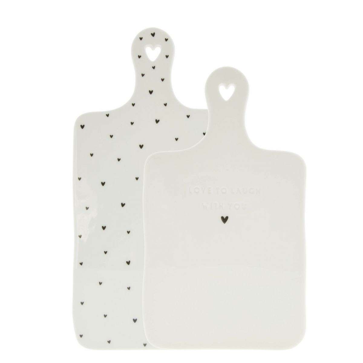 Immagine del prodotto Tagliere in Ceramica Bianca con Cuoricino e Scritta Incisa | Bastion Collections