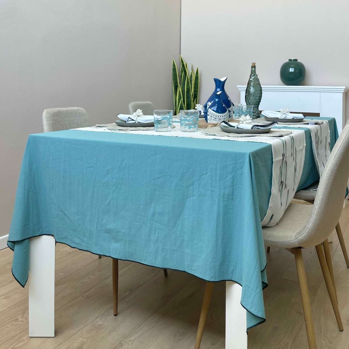 Immagine del prodotto Tovaglia Rettangolare Corino no stiro Tinta Unita con Bordino nero | Côté Table