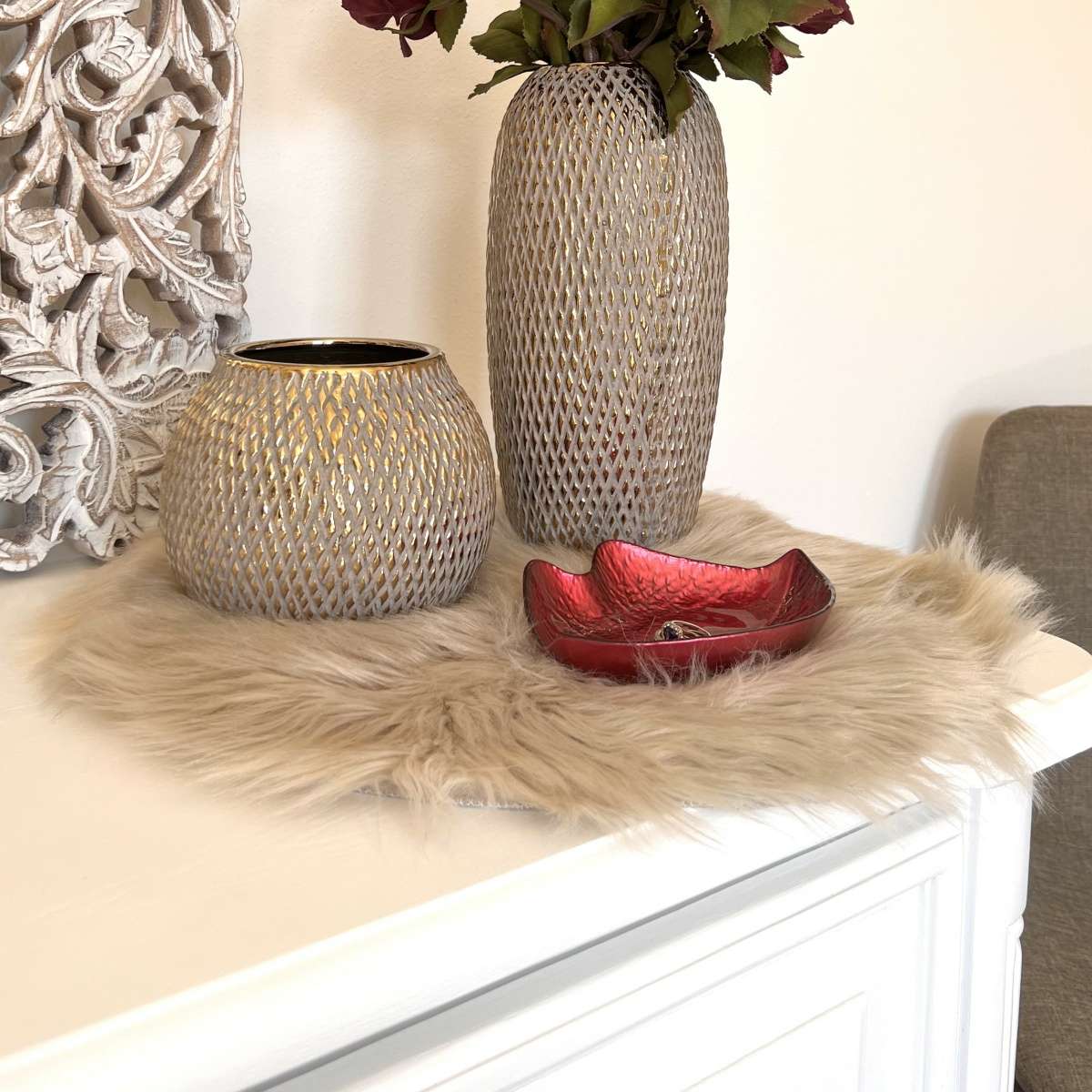 Immagine del prodotto Tappetino Stoccolma Rotondo Beige Pelo Lungo ø40 cm Beige | Pietro Zanetti Home