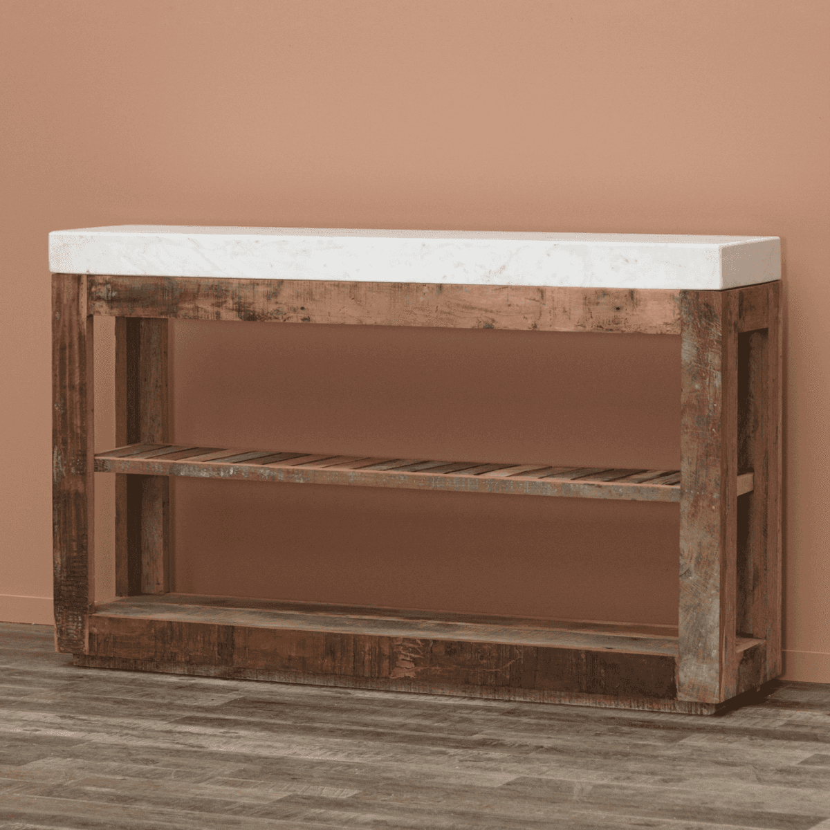 Immagine del prodotto Consolle Legno Naturale con Piano in Marmo Greta 81.5x31x132 cm | Chehoma