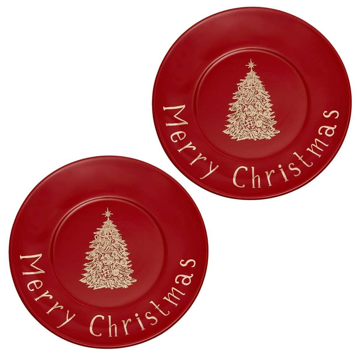 Immagine del prodotto Set 2 Piatti Rossi Natalizi Merry Christmas 21ø | Simple Day