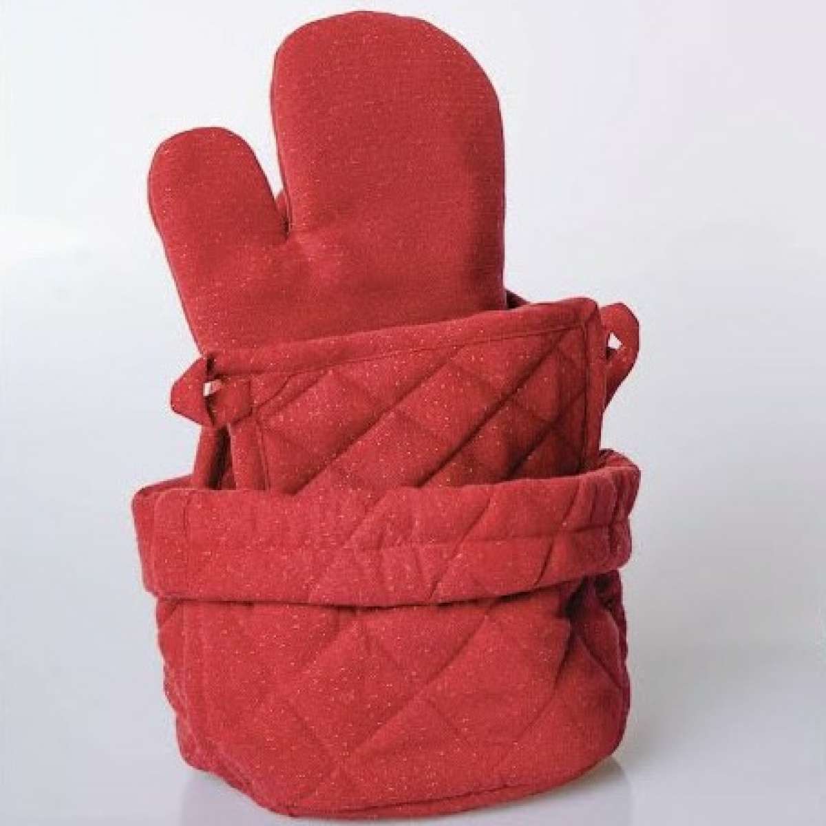 Immagine del prodotto Gift Box Cesto in cotone Guantone + Coppia Presine Line Lurex (2 colori) | Pietro Zanetti Home