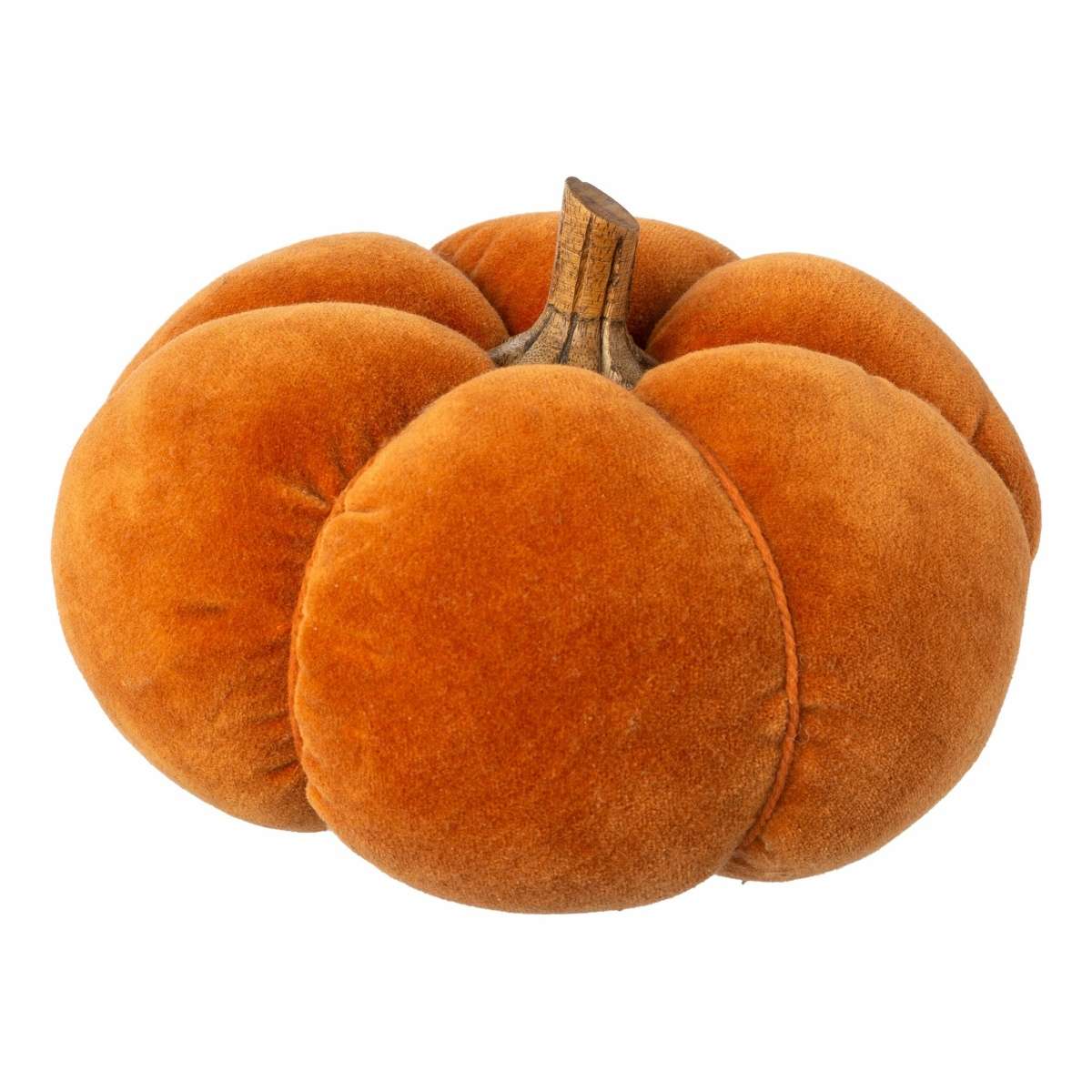 Immagine del prodotto Zucca Decorativa Harvey rivestita in velluto con peduncolo in legno 20x20x20 cm Arancio | Gasper since 1965