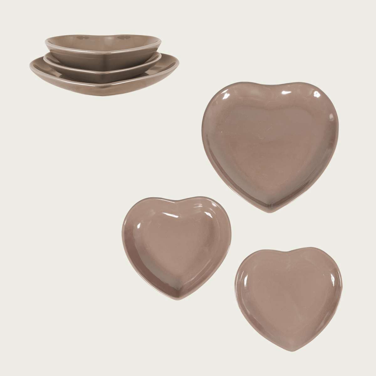 Immagine del prodotto Piatti Sfusi a forma di Cuore in Ceramica TORTORA (3 misure) | Pietro Zanetti Home