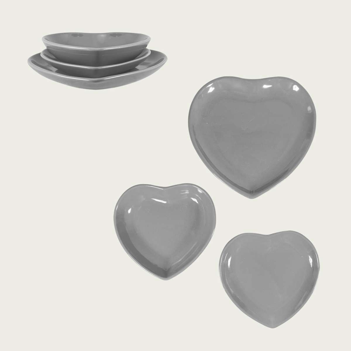 Immagine del prodotto Piatti Sfusi a forma di Cuore in Ceramica GRIGIO (3 misure) | Pietro Zanetti Home