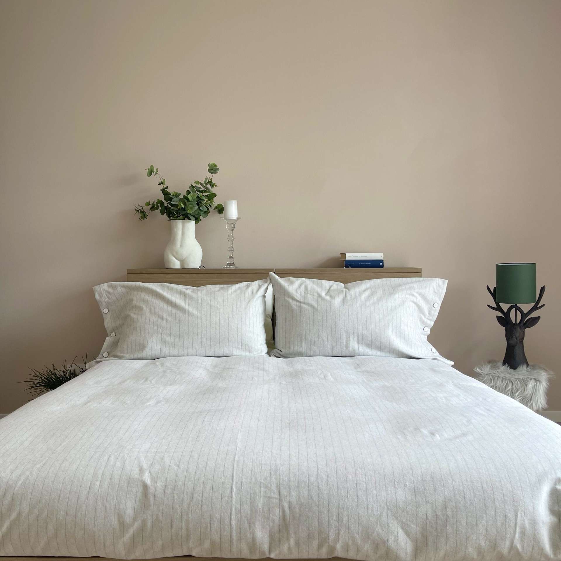 Aminata Kids Set Biancheria Da Letto In Flanella Di Cotone 100% - 135x200 Cm + Federa 80x80 Cm - Grigio Con Pois E Strisce - Caldo E Morbido Per Inverno