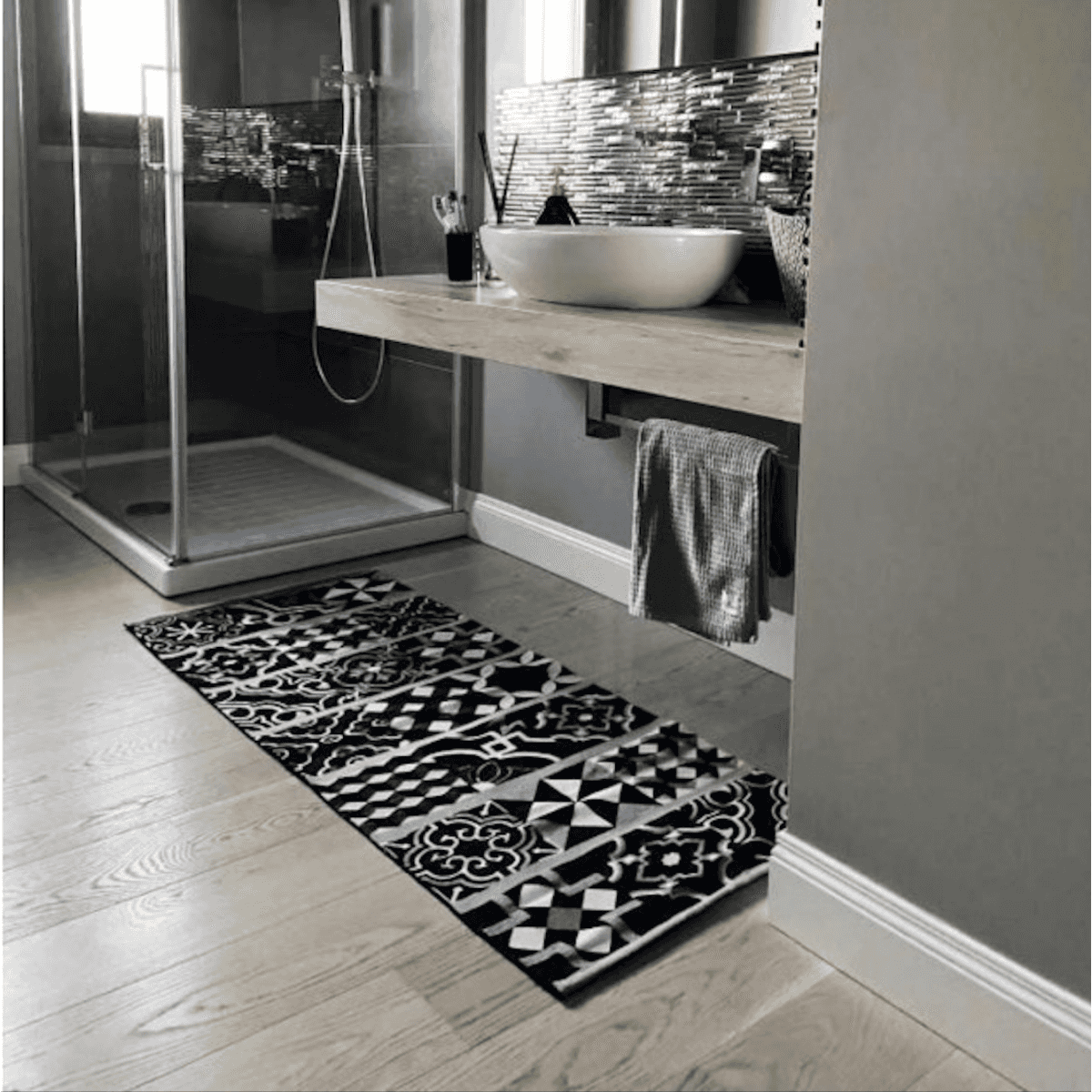 Tappeto Per Lavanderia Antiscivolo 50x150 Cm - Lavabile E Impermeabile, Colore Nero