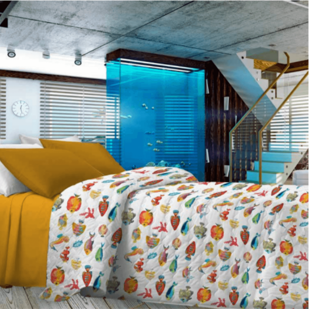 Trapuntino Primaverile Una Piazza e Mezza Merida Pesci in Microfibra | Pietro Zanetti Home Immagine del prodotto Trapuntino Primaverile Una Piazza e Mezza Merida Pesci in Microfibra | Pietro Zanetti Home