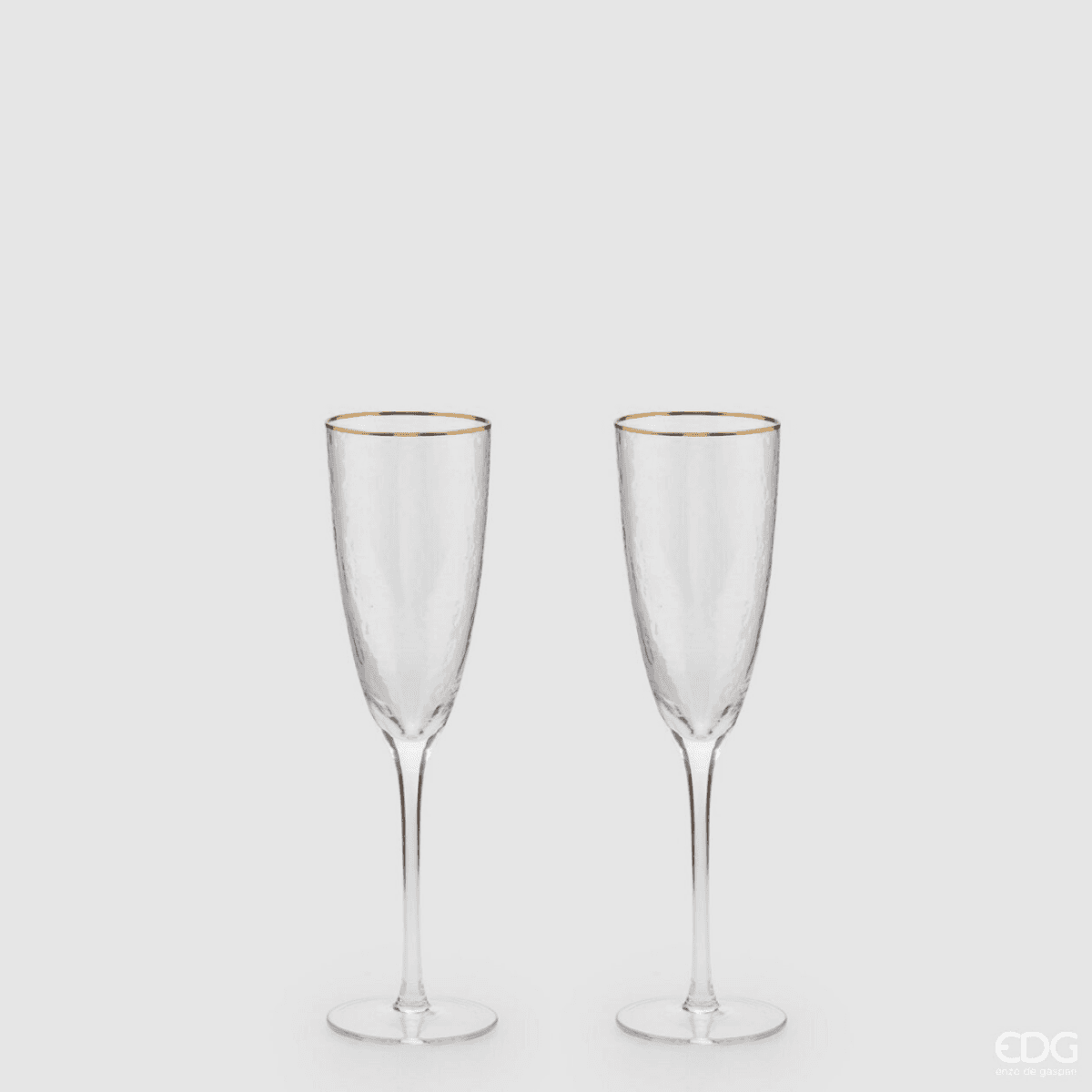 Set 2 Calici in Vetro Flute Goldrim 260ml | EDG Enzo De Gasperi Immagine del prodotto Set 2 Calici in Vetro Flute Goldrim 260ml | EDG Enzo De Gasperi