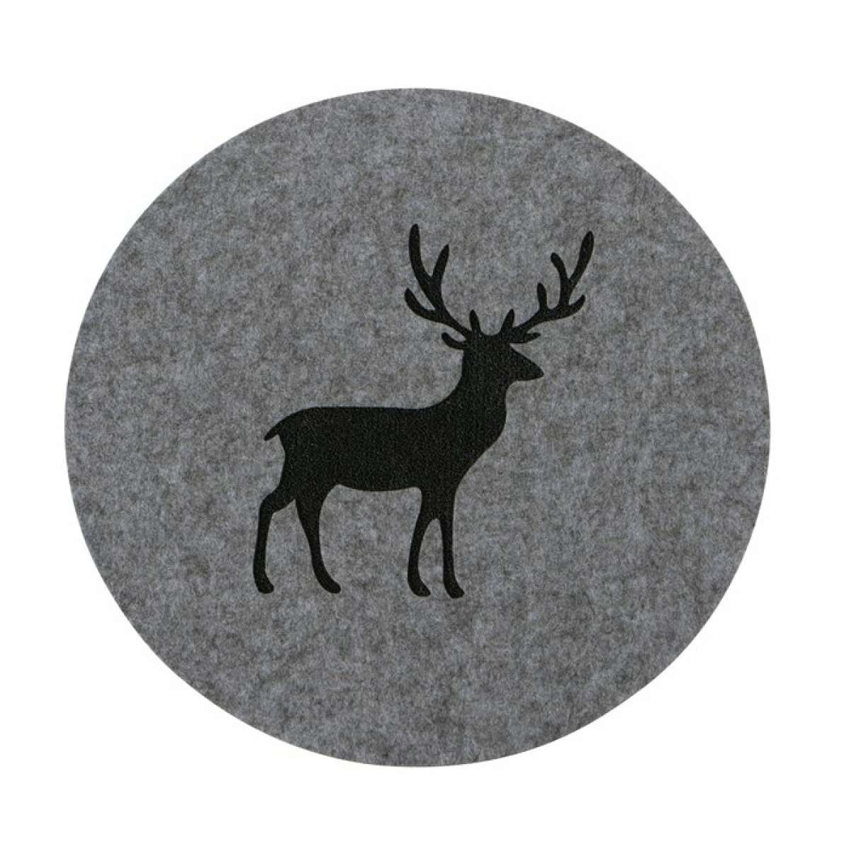 Tovaglietta Americana Rotonda Tjark in Feltro Grigio Ø 38 cm - 2 Disegni | Boltze Immagine del prodotto Tovaglietta Americana Rotonda Tjark in Feltro Grigio Ø 38 cm - 2 Disegni | Boltze