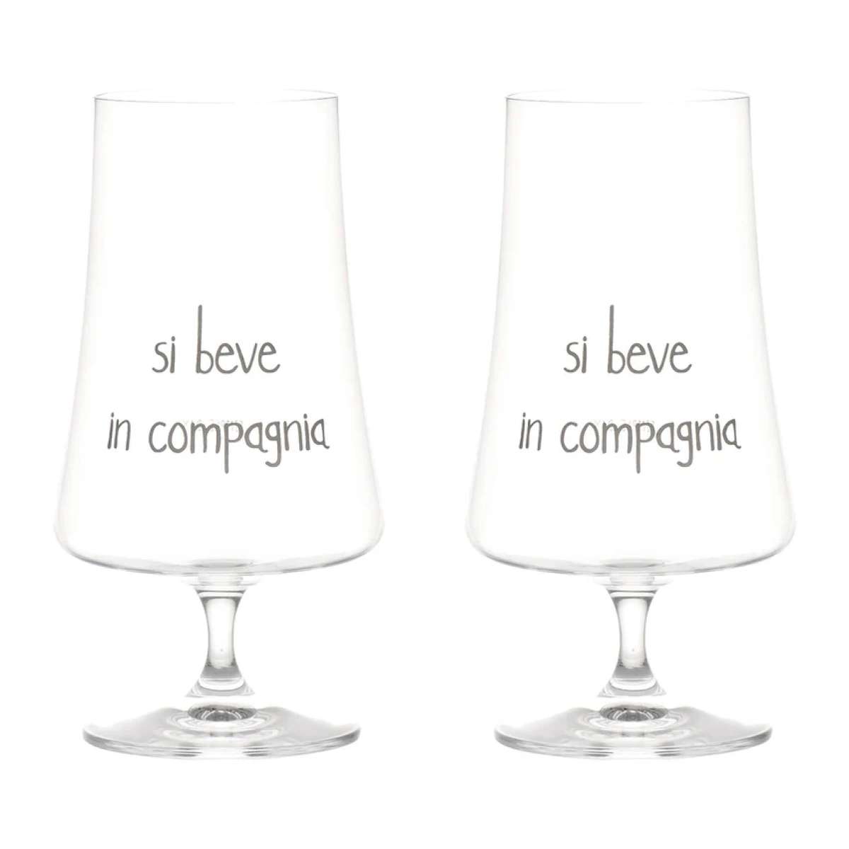 Set 2 Calici in Vetro scritta Si Beve in Compagnia 55 cl | Simple Day Immagine del prodotto Set 2 Calici in Vetro scritta Si Beve in Compagnia 55 cl | Simple Day