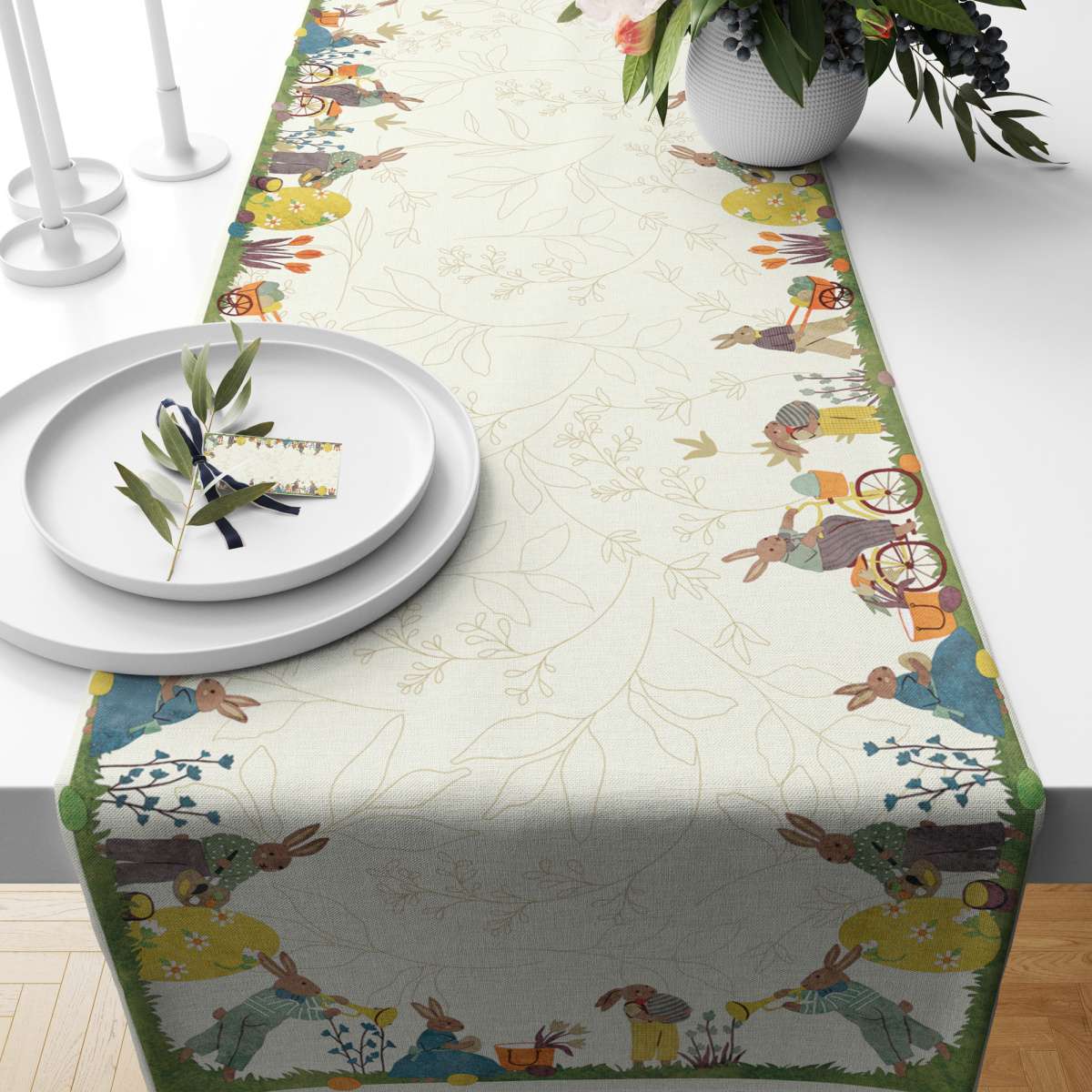 Runner in Cotone Pasqua 45x150 cm | Olivia Home Immagine del prodotto Runner in Cotone Pasqua 45x150 cm | Olivia Home