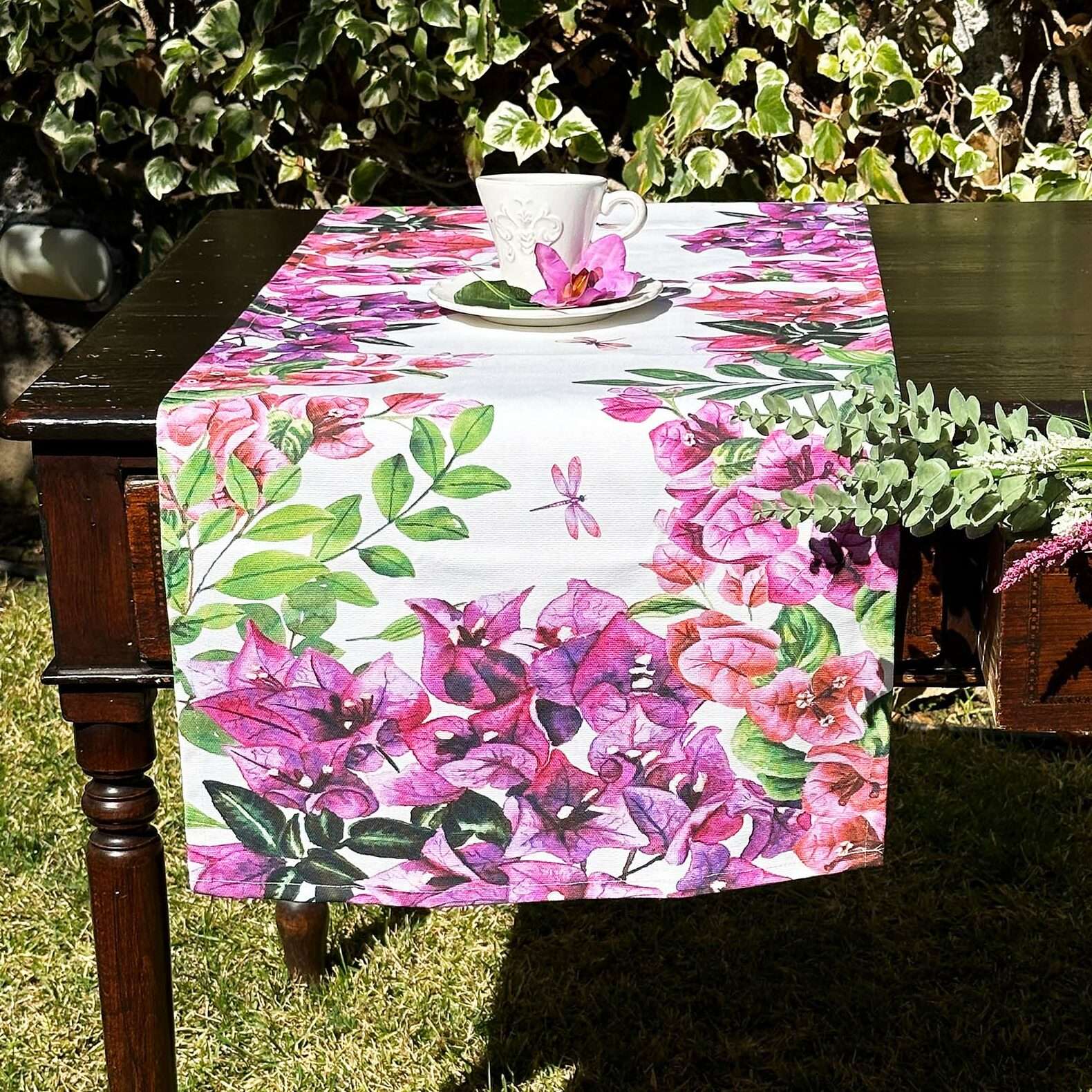 Runner in Cotone Bougainvillae 45x150 cm | Olivia Home Immagine del prodotto Runner in Cotone Bougainvillae 45x150 cm | Olivia Home