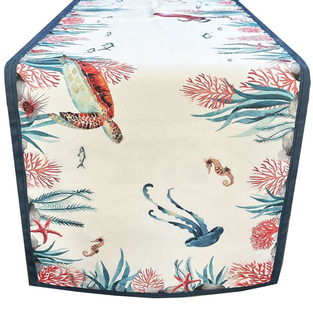 Runner in Cotone Fondale Marino 45x150 cm | Olivia Home Immagine del prodotto Runner in Cotone Fondale Marino 45x150 cm | Olivia Home