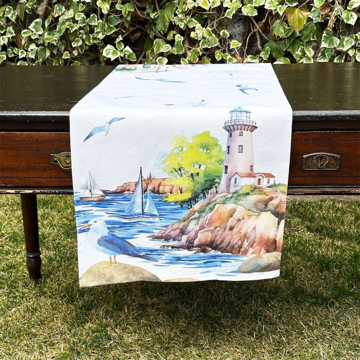 Runner in Cotone Borgo Marino 45x150 cm | Olivia Home Immagine del prodotto Runner in Cotone Borgo Marino 45x150 cm | Olivia Home