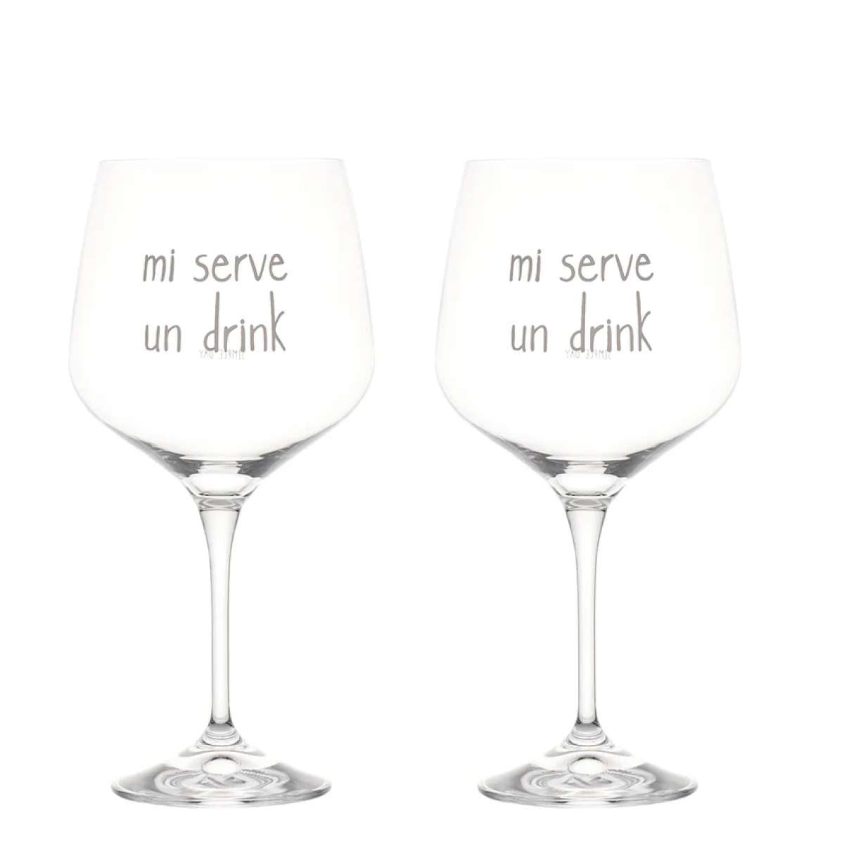 Set 2 Calici in Vetro scritta Mi serve Un Drink 82 cl | Simple Day Immagine del prodotto Set 2 Calici in Vetro scritta Mi serve Un Drink 82 cl | Simple Day