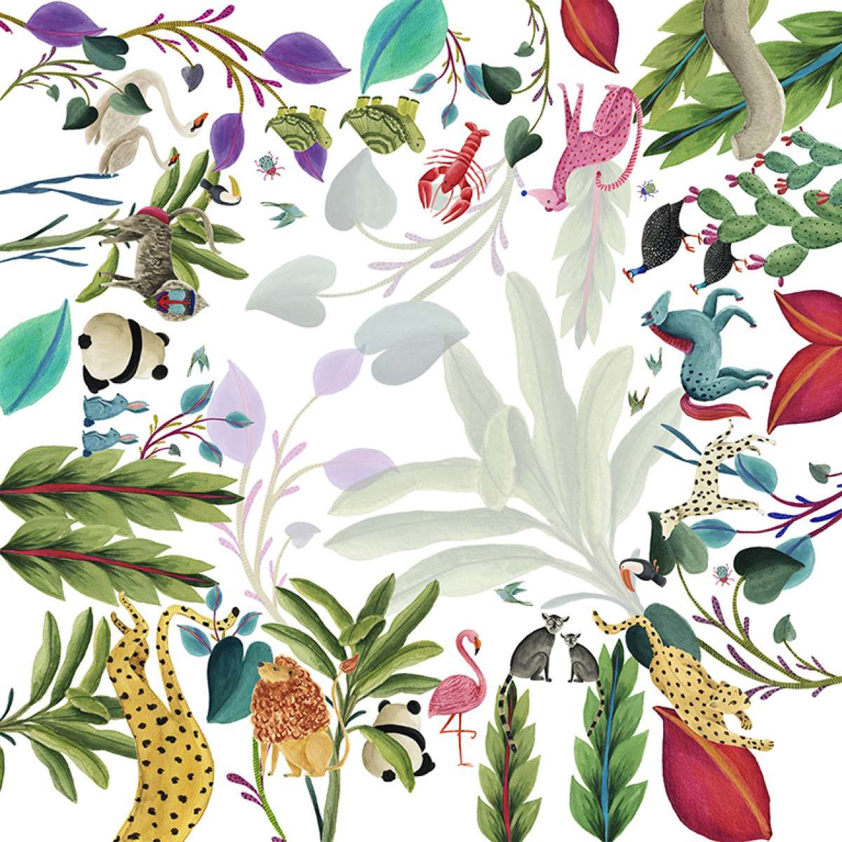 Centrotavola Funky Animals in Raso 110x110 cm | The NapKing Immagine del prodotto Centrotavola Funky Animals in Raso 110x110 cm | The NapKing