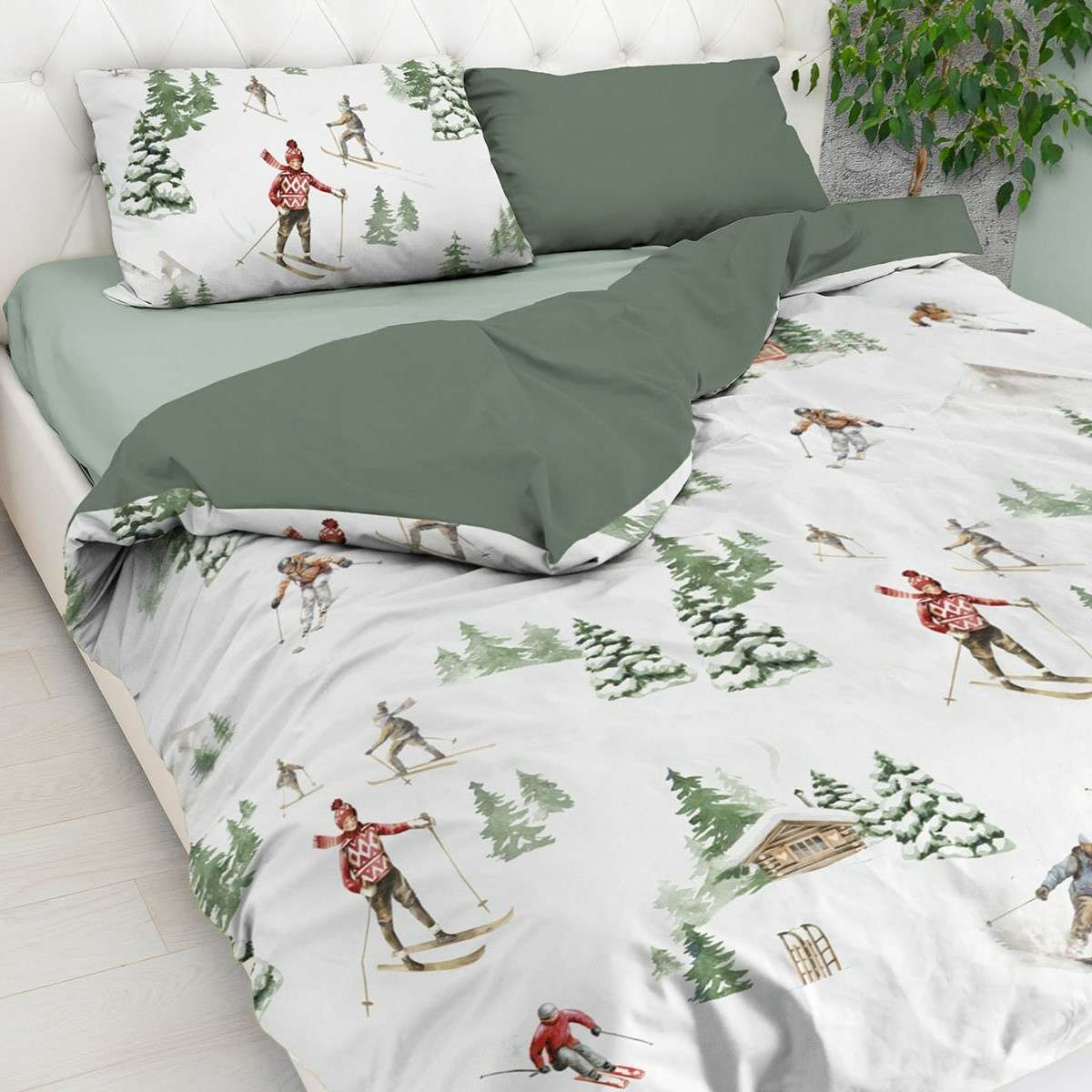 Copripiumino Matrimoniale Sci Mon Amour VERDE in 100% Cotone Daunex | Daunex Immagine del prodotto Copripiumino Matrimoniale Sci Mon Amour VERDE in 100% Cotone Daunex | Daunex