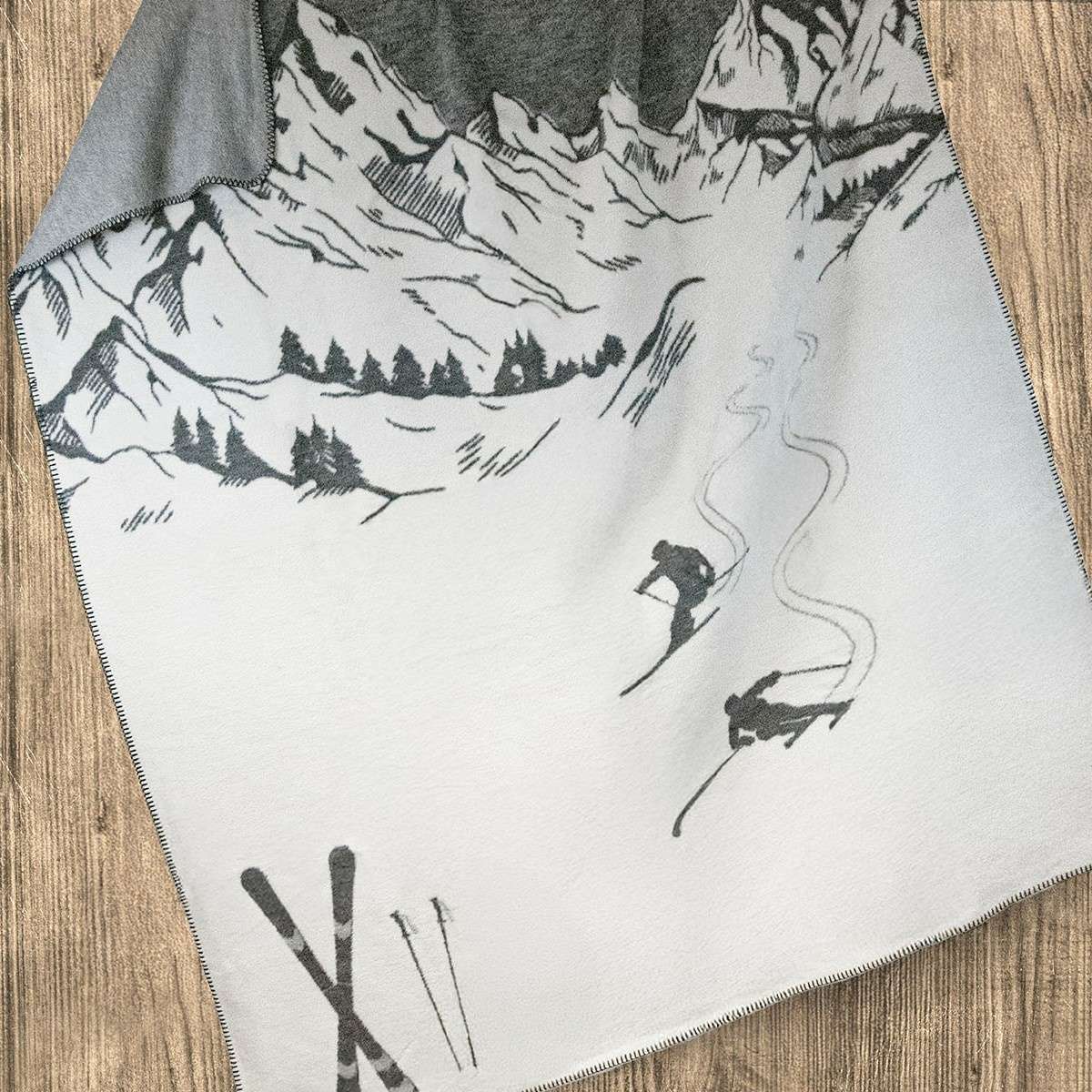 Coperta Singola Sciatori Jacquard 150x200 cm - 2 Colori | Daunex Immagine del prodotto Coperta Singola Sciatori Jacquard 150x200 cm - 2 Colori | Daunex