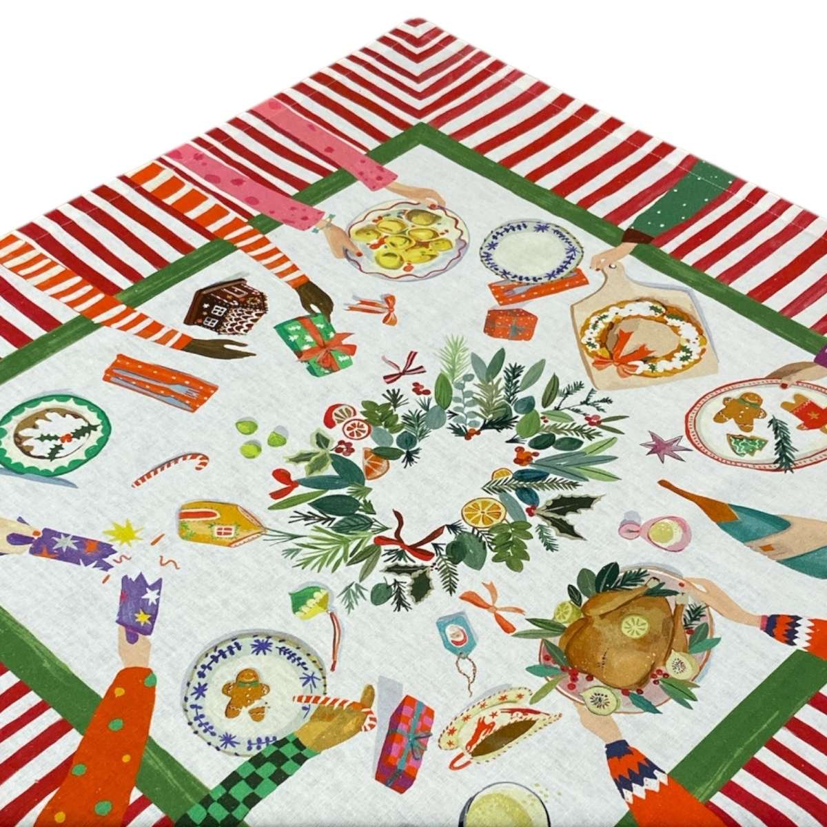 Centrotavola Hand on Xmas 85x85 cm in 100% Cotone | Tessitura Toscana Telerie Immagine del prodotto Centrotavola Hand on Xmas 85x85 cm in 100% Cotone | Tessitura Toscana Telerie