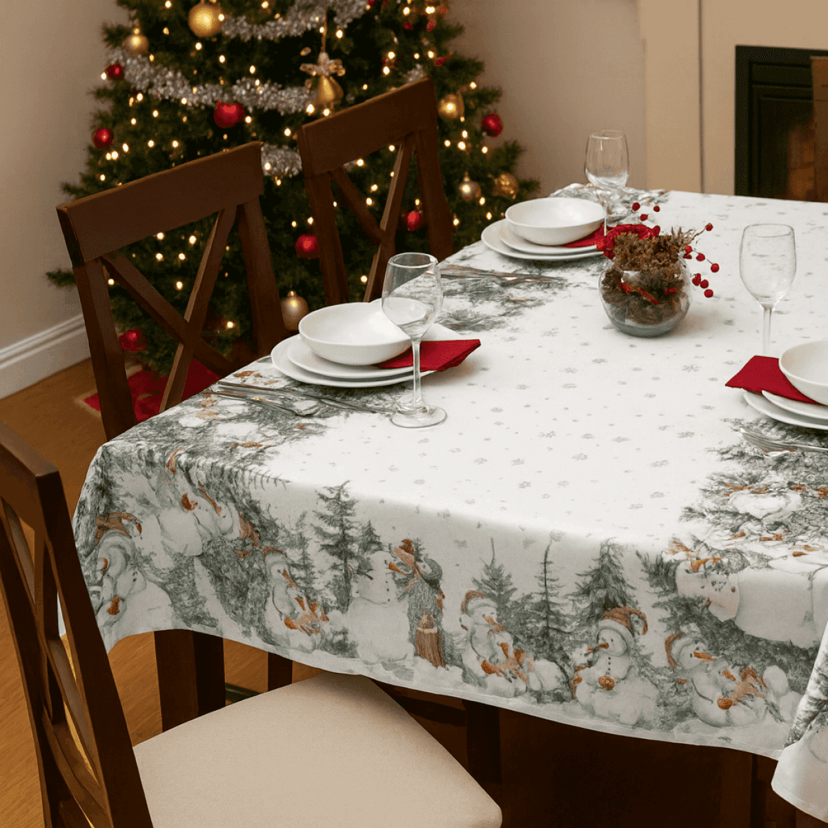 Tovaglia Rettangolare Pupazzi di Neve - 2 Misure | Pietro Zanetti Home Immagine del prodotto Tovaglia Rettangolare Pupazzi di Neve - 2 Misure | Pietro Zanetti Home