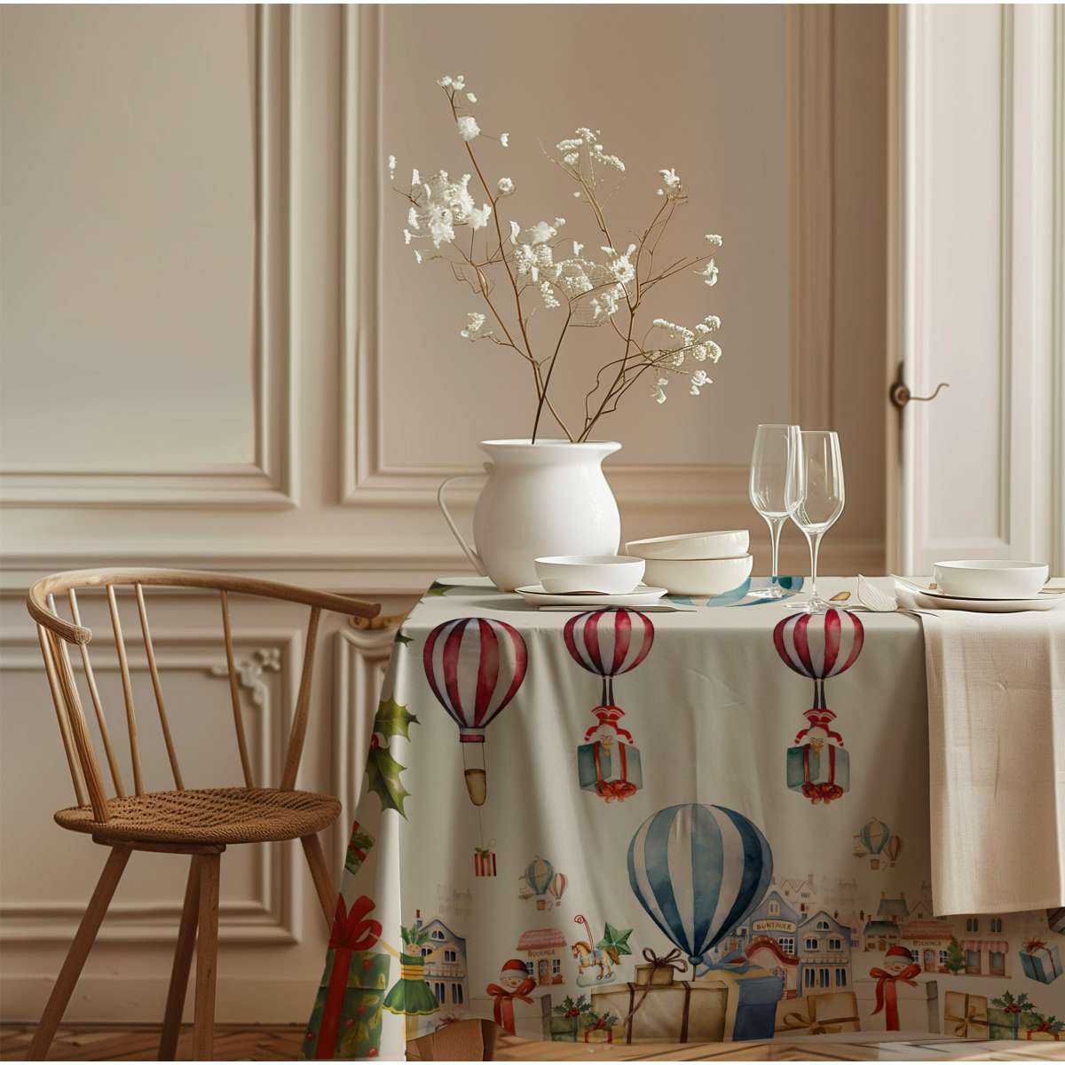 Tovaglia Quadrata 160x160 cm Mongolfiera in Cotone | Olivia Home Immagine del prodotto Tovaglia Quadrata 160x160 cm Mongolfiera in Cotone | Olivia Home