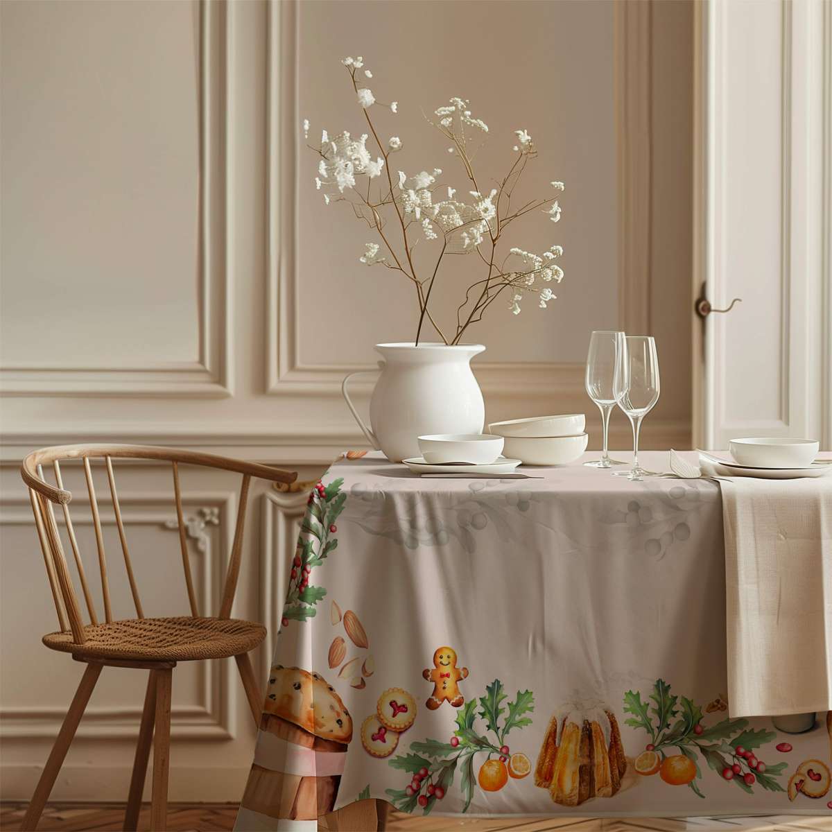 Tovaglia Quadrata 160x160 cm Pandoro & Panettone in Cotone | Olivia Home Immagine del prodotto Tovaglia Quadrata 160x160 cm Pandoro & Panettone in Cotone | Olivia Home