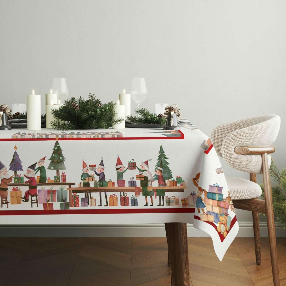 Tovaglia Quadrata 160x160 cm Xmas Factory in Cotone | Olivia Home Immagine del prodotto Tovaglia Quadrata 160x160 cm Xmas Factory in Cotone | Olivia Home
