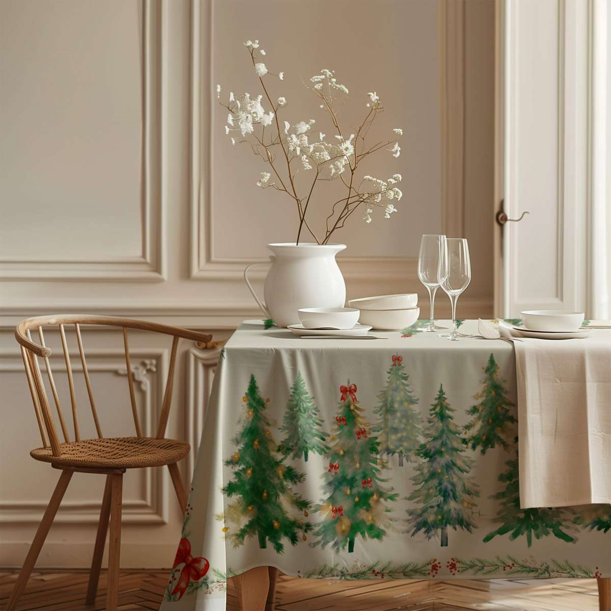 Tovaglia Quadrata 160x160 cm Foresta Natalizia in Cotone | Olivia Home Immagine del prodotto Tovaglia Quadrata 160x160 cm Foresta Natalizia in Cotone | Olivia Home