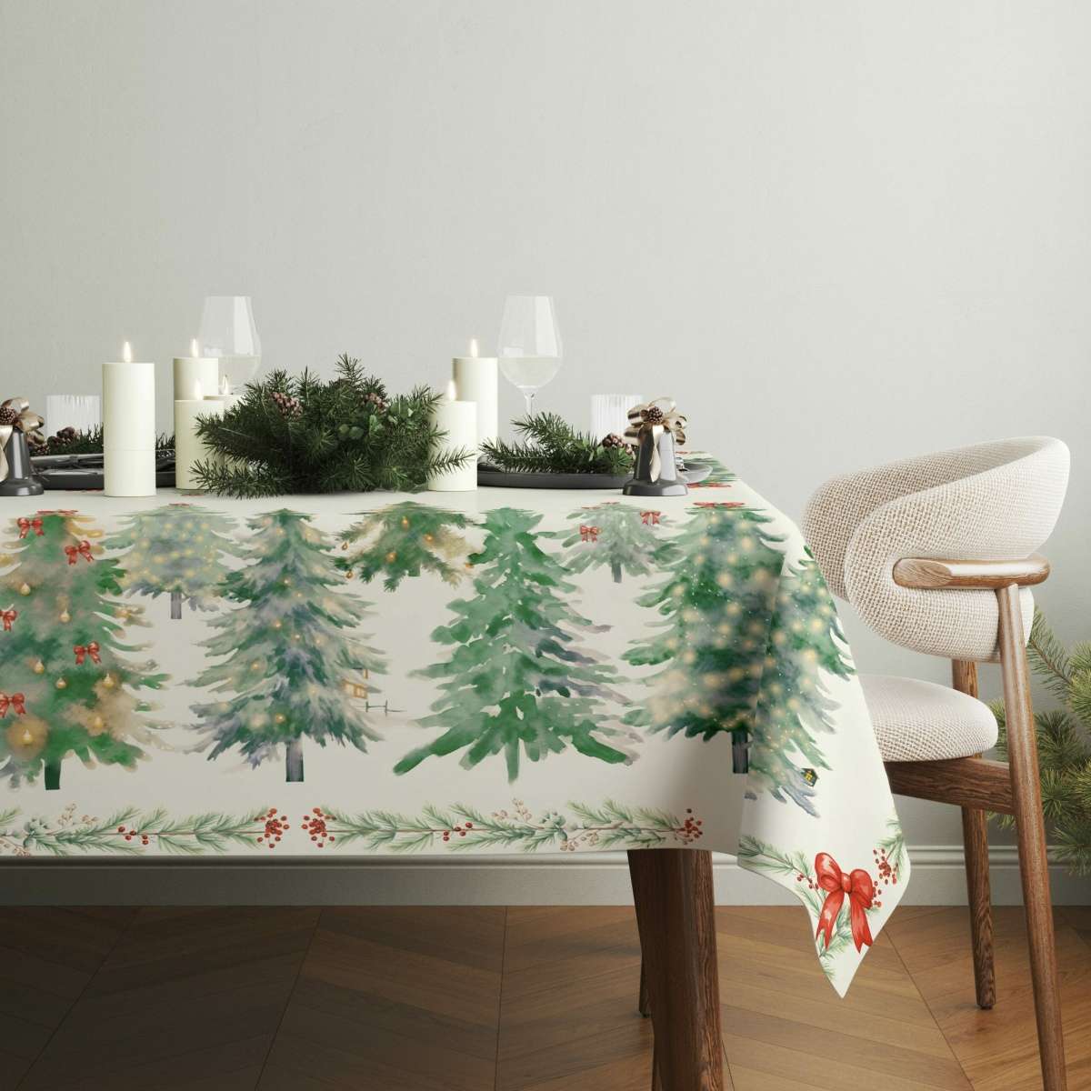 Tovaglia Rettangolare Foresta Natalizia - 4 Misure | Olivia Home Immagine del prodotto Tovaglia Rettangolare Foresta Natalizia - 4 Misure | Olivia Home