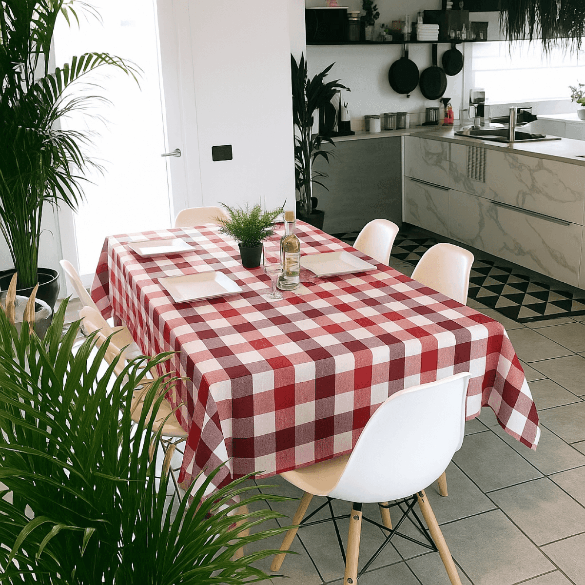 Tovaglia Rettangolare in 100% Cotone Country Bordeaux | Pietro Zanetti Home Immagine del prodotto Tovaglia Rettangolare in 100% Cotone Country Bordeaux | Pietro Zanetti Home