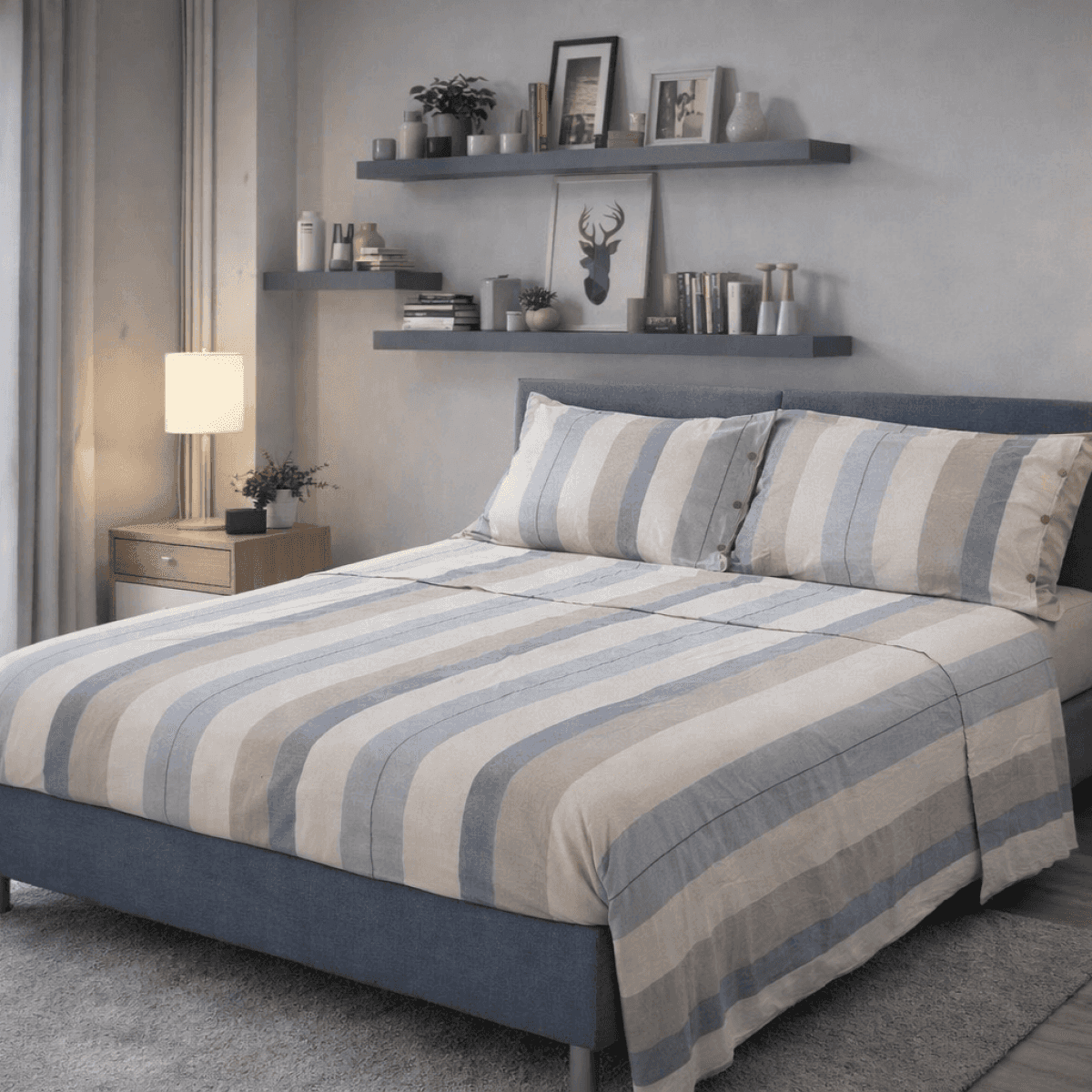 Completo Letto Matrimoniale Matilde Hermes 100% Cotone Tinto in Filo No stiro | Cavalieri Spa Immagine del prodotto Completo Letto Matrimoniale Matilde Hermes 100% Cotone Tinto in Filo No stiro | Cavalieri Spa
