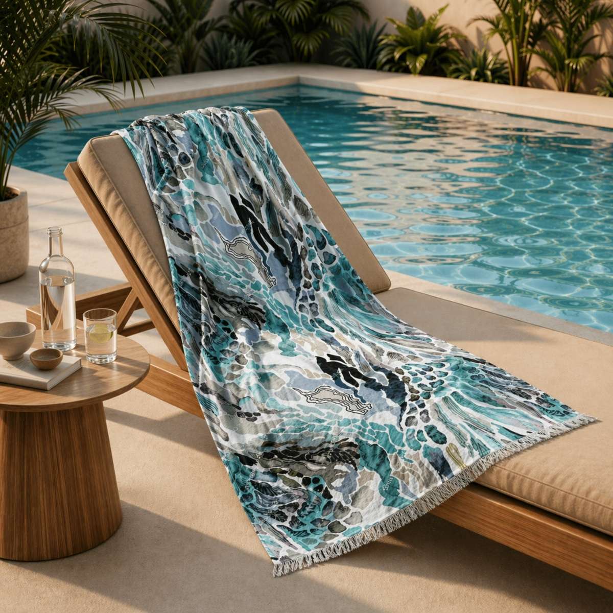 Telo Mare Elba con Frange 90x170cm in 100% Cotone | Daunex Immagine del prodotto Telo Mare Elba con Frange 90x170cm in 100% Cotone | Daunex
