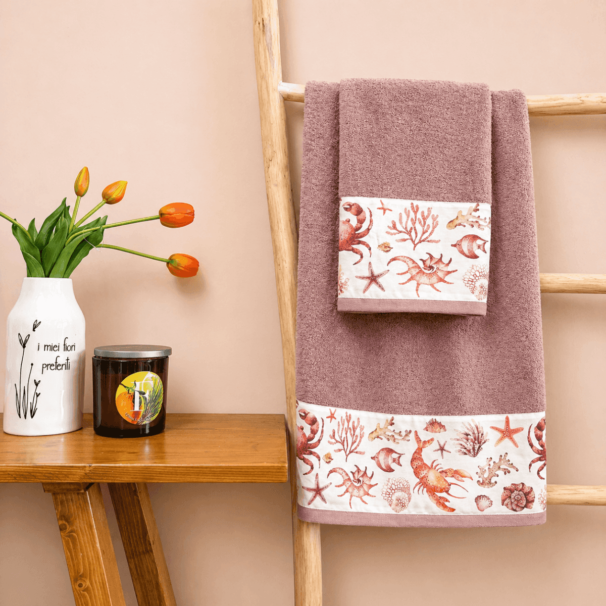 Set Asciugamani Bagno Fondale Marino - 4 colori | Pietro Zanetti Home Immagine del prodotto Set Asciugamani Bagno Fondale Marino - 4 colori | Pietro Zanetti Home