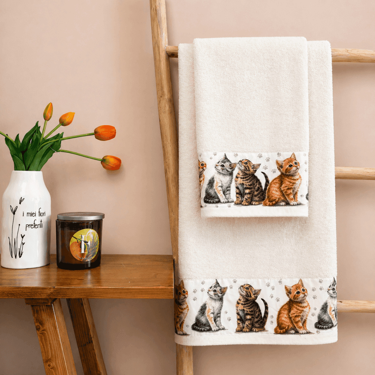 Set Asciugamani Bagno Miao | Pietro Zanetti Home Immagine del prodotto Set Asciugamani Bagno Miao | Pietro Zanetti Home