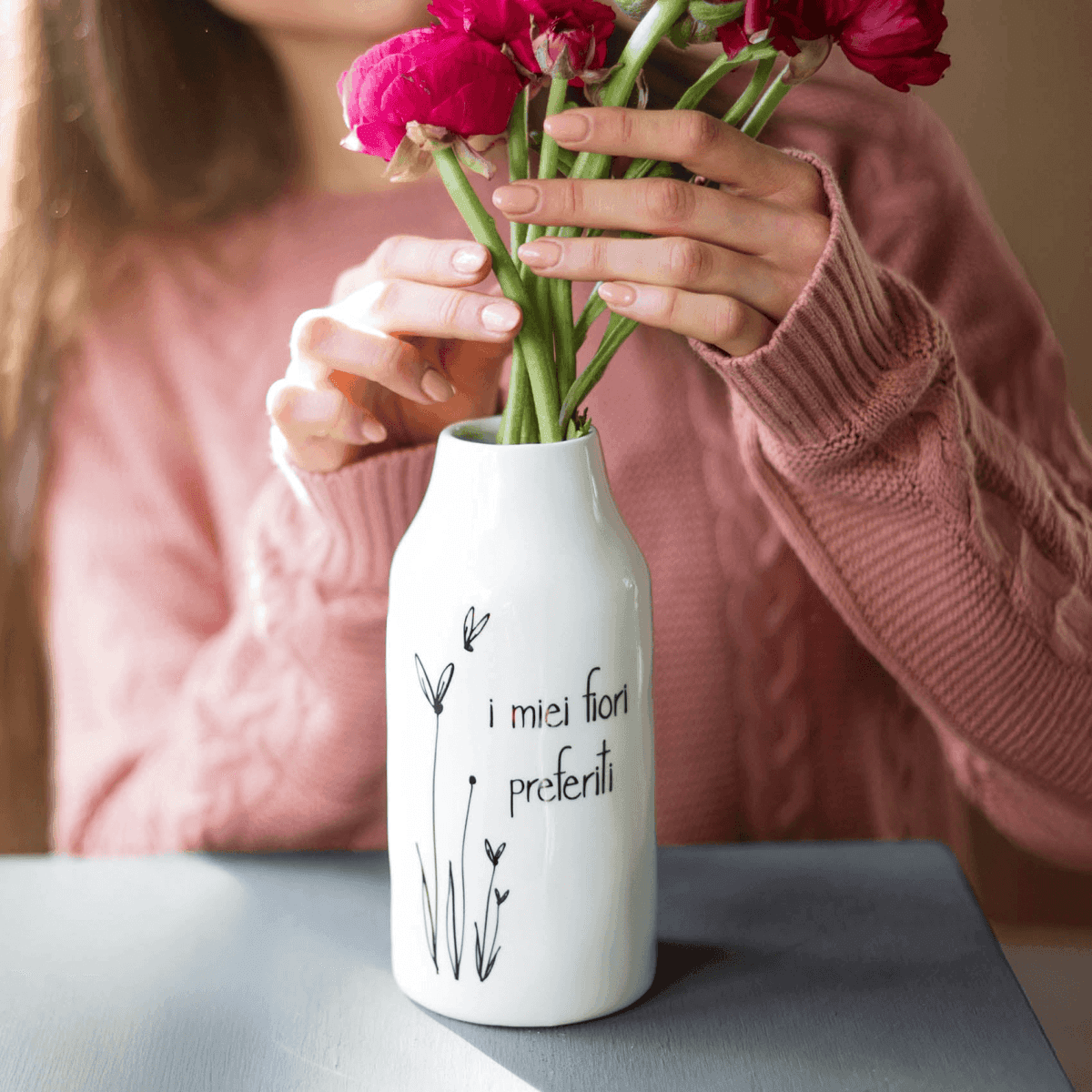 Vaso in Ceramica I Miei Fiori Preferiti 8,5 x h19 cm M | Simple Day Immagine del prodotto Vaso in Ceramica I Miei Fiori Preferiti 8,5 x h19 cm M | Simple Day