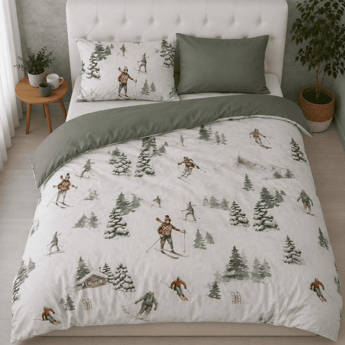 Copripiumino Singolo Sci Mon Amour VERDE in 100% Cotone Daunex | Daunex Immagine del prodotto Copripiumino Singolo Sci Mon Amour VERDE in 100% Cotone Daunex | Daunex