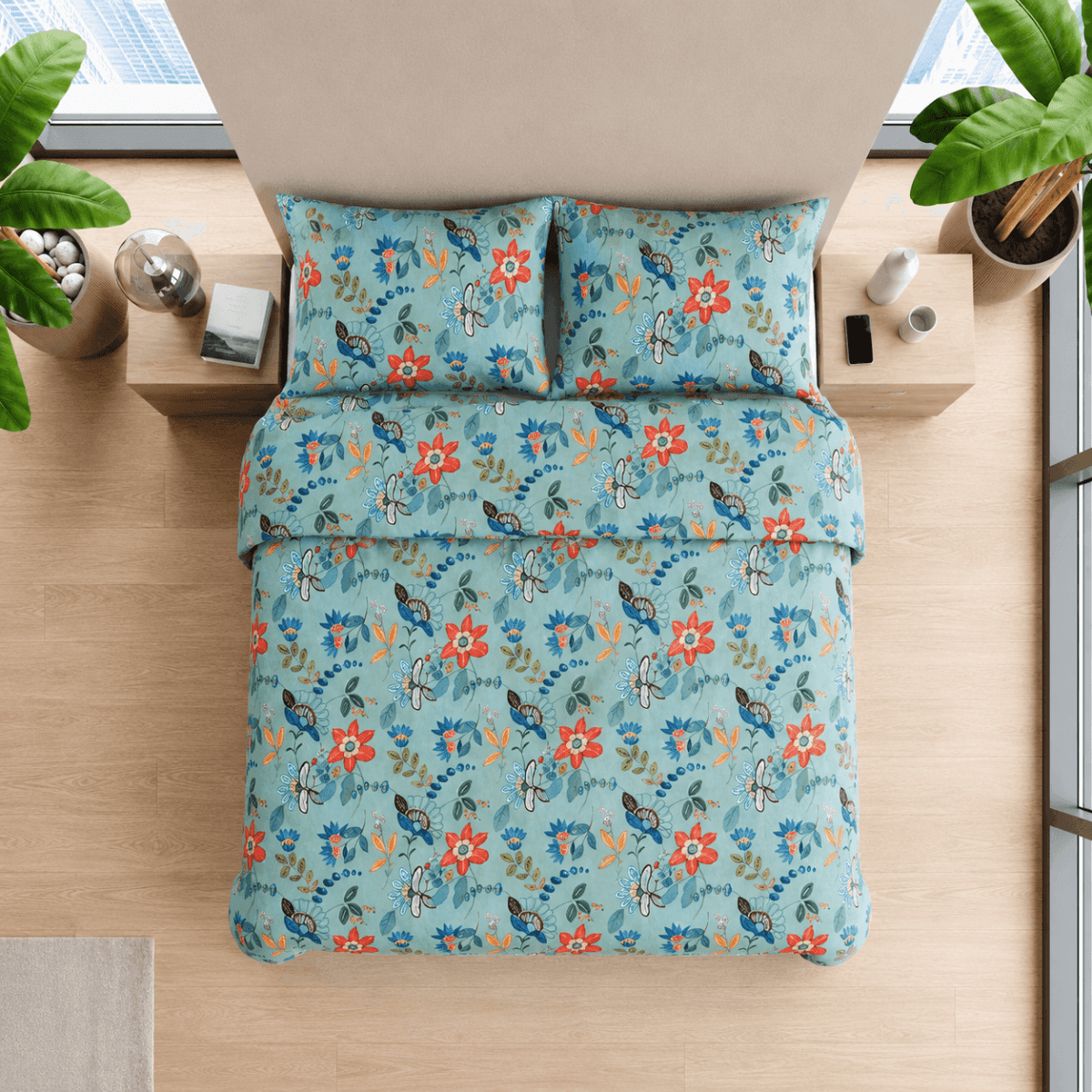 Completo Letto Matrimoniale Ottanio in Percalle di Cotone | Tessitura Toscana Telerie Immagine del prodotto Completo Letto Matrimoniale Ottanio in Percalle di Cotone | Tessitura Toscana Telerie