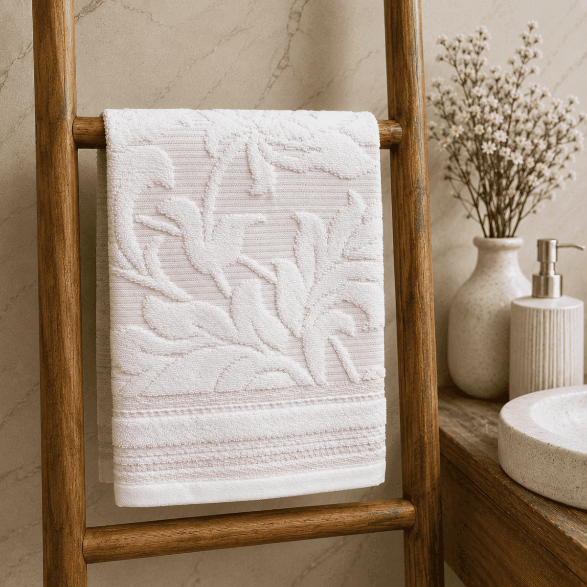 Asciugamano Ospite Flowers in Jacquard 100% Cotone 40x60 cm | Pietro Zanetti Home Immagine del prodotto Asciugamano Ospite Flowers in Jacquard 100% Cotone 40x60 cm | Pietro Zanetti Home
